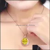 Collane con ciondolo intarsiato diamante giallo collana di cristallo a forma di uovo micro-set zircone Fl fioritura floreale festa di lusso Yydhhom Yydhhome Dh0Qm