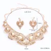 Fashion Crystal Bridal Party Halsband örhängen smyckesuppsättningar för kvinnor Rhinestone Geometric Choker Water Drop Chain Collar Set