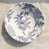 Classical Western Countryside Style Blue and White Dishes & Plates Elegant Flower Ceramic Dinner Plate Kitchen Plate BBQ Dessert Cake Dishe Pizza Fruit Tray