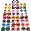 Kinderzonnebril Mooie zonnebloemen Zonneglazen Designer Ronde frame Girls Frosted bril Children's Sunscreen Shades Fashion bril bril Eyewear 25 Colors B8215