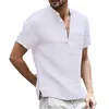 Été hommes à manches courtes t-shirt coton et lin Led décontracté hommes t-shirt chemise mâle respirant S3XL W220615