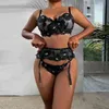 Lenceria Embroidery Lingerie Lingerie Set Women Women Att Up Bra و Lanty Garter Belt 3 قطعة من الملابس الداخلية المثيرة تأتي L220727