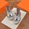 Shoes Sandals Luxury Designer Ladies Wedge Slippers Open Toe Platform Espadrilles Black Silver Summer Brand Red High Heels 35-40