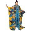 Ethnic Clothing Chic 2 Piece Set European And American Sexy Print African Abaya Design Bra Top Pants Cape Coat Scarf Women Sets DressEthnic