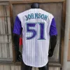 Randy Johnson Jersey 2001 WS Emeklilik şöhret salonu yaması 1999 Geri Dönüş İnce Çizgili Yeşil Lacivert Beyaz Krem Çizgili Hayranlar Eski Boyut S-3XL