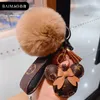 Mouse Design Car Keychain Favor Flower Bag Pendant Charm Jewelry Keyring Holder for Men Gift Fashion PU Leather Animal Key Chain Accessories pom pom