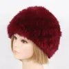 Basker säljer ryska damen god elastisk riktig päls bomber hattar vinter kvinnor fluffiga naturliga mössor stickade kapreter beretsberets