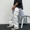 Pantaloni da uomo Nero/bianco Casual Moda uomo Sciolto Dritto Gamba larga Uomo Streetwear Hip-Hop Pocket Cargo Pantaloni da uomoUomo
