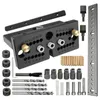 Professionellt handverktyg sätter träbearbetning Doweling Jig Kit Justerbar Tenon Hole Drilling Guide Positioner Dowel Pins Puncher Locator för trä