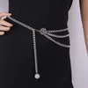 Kobiety Retro Stop Talii Łańcuch Pas Hip Gold Silver Wąski Metalowy Łańcuch Chunky Pasist Biżuteria