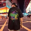 T-shirts pour hommes Street Print Tendance à manches courtes Hiphop Graffiti Loose Men T-shirt Large Size Pur Coton Vêtements pour hommes Tshirt 2022Men's