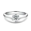 Bague femme Moissanite Solitaire fiançailles mariage 925 argent Sterling plaqué or 18 carats promesse mariage anneaux pour femme