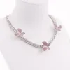 Chokers 2022 Spring dames klein formaat vlinder charme hiphop kristal chocker 1 rij tennisketen ijsje uit ketting zilveren kleur sieraden ell