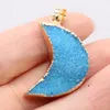 Pendant Necklaces 2pc Natural Stone Druzy Pendants Moon Shape Gold Plate Charms For Jewelry Making Diy Women Necklace Earring Gifts