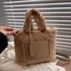 Kvällsväska lyxdesigner kvinnor handväska purses små faux päls hink axel crossbody med kort handtag av hög kvalitet säck en huvud 0623