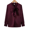 Women's Blouses shirts vrouwen imitatie zijden blouse lange mouw dames kantoor werk elegante boog vrouwelijke s-4xlwomen's