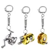 Gadgets extérieurs bobine de pêche en alliage tambour pendentif porte-clés clés anneau miniature miniature pêche en mer roule de rotation
