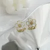 Clip-on & Screw Back Korean Style Fashion Design Minimalist White Bow Niche Stud Earrings Metal Camellia Pearl Women'sClip-on