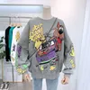Damen Hoodies Sweatshirts Cartoon Frauen 2022 Herbst Winter Tops Lustige Pullover Sweatshirt Übergroße Korea Mode Faulheit-Stil Mädchen Swea