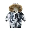 Russische winterkinderen peuterjongens camouflage bont capuchon long jas babymeisjes katoen down jas jas jacket kinderen tiener kleding overjas J220718