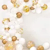 108 st/set vit och guld ballong båge garland kit konfetti metall ballonger latex födelsedag bröllop engagemang baby shower dekorationer mj0708