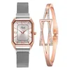 Zegarek obserwuje kobiety Square Square Rose Gold Brance Pasek Mash Mash Fashion Fash Ladies Quartz Clock Prezenta