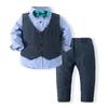 Kläderuppsättningar 110y Spring Autumn Spädbarn Set Kids Baby Boy Suit Gentleman Wedding Formal Vest Tie Shirt Pant 3st Boys Clothes Set8522203