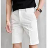 Pleated Shorts Men Summer White Korean Fashion Casual Work Wear Clothes Breathable Comfort Slim Fit Bermudas 220715