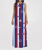 プラスサイズのドレス女性のファッションロングドレスoネックノースリーブプリントアメリカの国旗ルーズウエストフロアレングスvestidos femininoストリートウェアスタイル