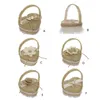 Headpieces Flower Basket Ring Box Romantic Burlap Bow Wedding Storage Holder Handmade Organizer Case For CeremonyHeadpieces