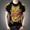 メンズTシャツ2021特大のTシャツメンズチャイニーズドラゴン3Dボーイブラックサマーショートスリーブ261p