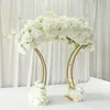 Bröllopsdekoration Flower Vase El Table Centerpieces Floral Row Metal Holder Flower Rack Shiny Gold Arch Stand Grand-Event Part211d