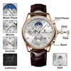 Lige Dign 2022 NIEUWE FASOM HENSCHACHT VOOR CASUAL BRUIN LEDER Small Three Three Naald Kalender Quartz Watch Luxe polshorloge Reloj