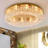 Gold Round Crystal taklampor Ledde modern amerikansk hänglampa europeisk lyxig lysande hänglampor 3 Vitt ljus Dimbar hem Inddor Lighting