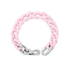 316l Stainless Steel Lacquer Bracelet Men Women 12mm Iced Out Pink Black Orange Cuban Chain Hip Hopjewelry 15cm 10inch