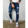 Mens jeans svart blå cool skinny rippad stretch smal elastiska denim byxor stor storlek för manlig vår sommar höst hip hop 220328