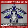 Body For HONDA Interceptor VFR 800RR 800 VFR800 RR CC VFR800RR 02 2002 2003 2004 2005 2006 2007 129No.131 800CC 02-12 Bodywork White blue VFR-800 08 09 10 11 12 Fairing