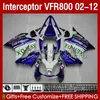 Corpo para Honda Interceptor VFR 800rr 800 VFR800 RR CC VFR800RR 02 2002 2003 2004 2005 2006 2007 2004 2005 2006 2007 129No.131 800cc 02-12 bodywork branco azul VFR-800 08 09 10 11 12 carenagem