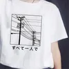 ハラジュク面白い印刷ティー女性Tシャツ夏の女性シャツファッション半袖ホワイトトップ日本語スタイルTシャツfemme