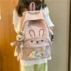 School Bags 2022 Casual Fashion Women Bear Cartoon Japanese Personality Solid Color Cute Student Bag Travel Backpack