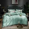 2020 Luxury 2 eller 3 4st spets sängkläder set täcke med plant ark blixtlåsstängning tvilling drottning king 7 mönster