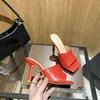 Aneikeh Size 35-40 Projekt Splot Kobiety Pantofel Cienkie Wysokie Obcas Sandal Otwarte Under Slip On Lato Outdoor Slajdy Flip Flop But 210903