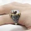 Cluster Rings Real Pure 925 Silver Men's Ring Natural Agate Stone Devil Ink Painting Signet Male Vintage Design Fashion Wedding RingClus