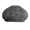 Berets Women Gatsby Flat Hat Winter Winter High Quality Wool Sboy Hats Herringbone Octagon Capberets Wend22