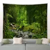 Tapestry Forest Lake Nature Landscape Wall Carpet Mountain Waterfall Green Plan