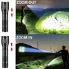 Puissante lampe de poche LED T6 lampe en alliage d'aluminium super brillante lumières torche portable lampes de poche rechargeables USB camping en plein air lampe de poche tactique