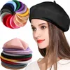 Vintage platte baret cap beanie hoed Franse stijl vrouwen meisjes wol warme hoed femme hoeden caps street mode j220722
