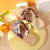 Slippers Weave Women Summer Checkered Sandals Fashion Bling Female Flip Flops Platform Slide Outdoor Beach Diamond Flat Shoes