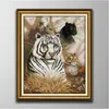 Färgglad Tiger Beast Style DIY Handmade Cross Stitch Embrodery Tools Nålarbetsuppsättningar räknade tryck på duk DMC 14CT 11CT -tyg