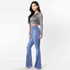 Jeans femmes hautes 2022 Fashion sexy pantalon évasé décontracté pantalon denim vintage jeans skinny pantalon de travail de maman bleu l220726